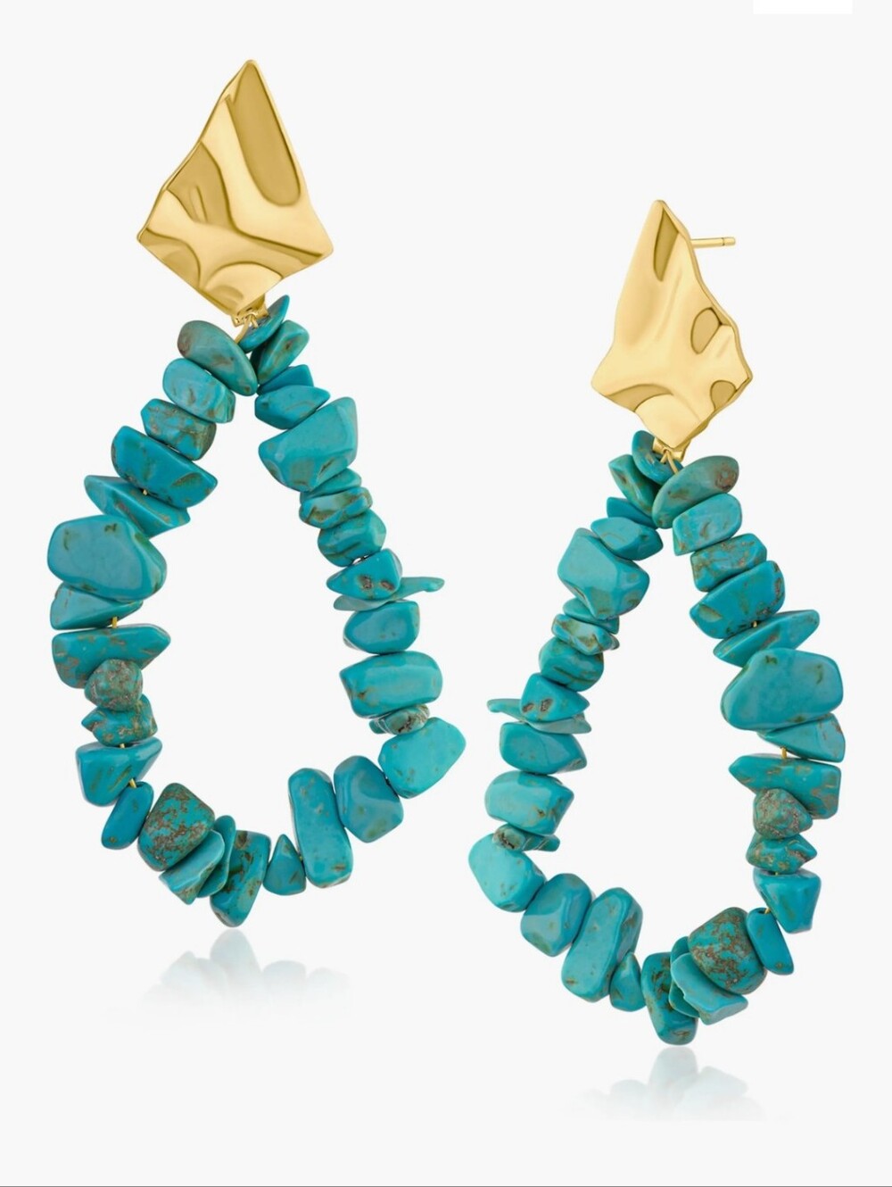 Jardin Gold & Turquoise Stone Teardrop Earrings